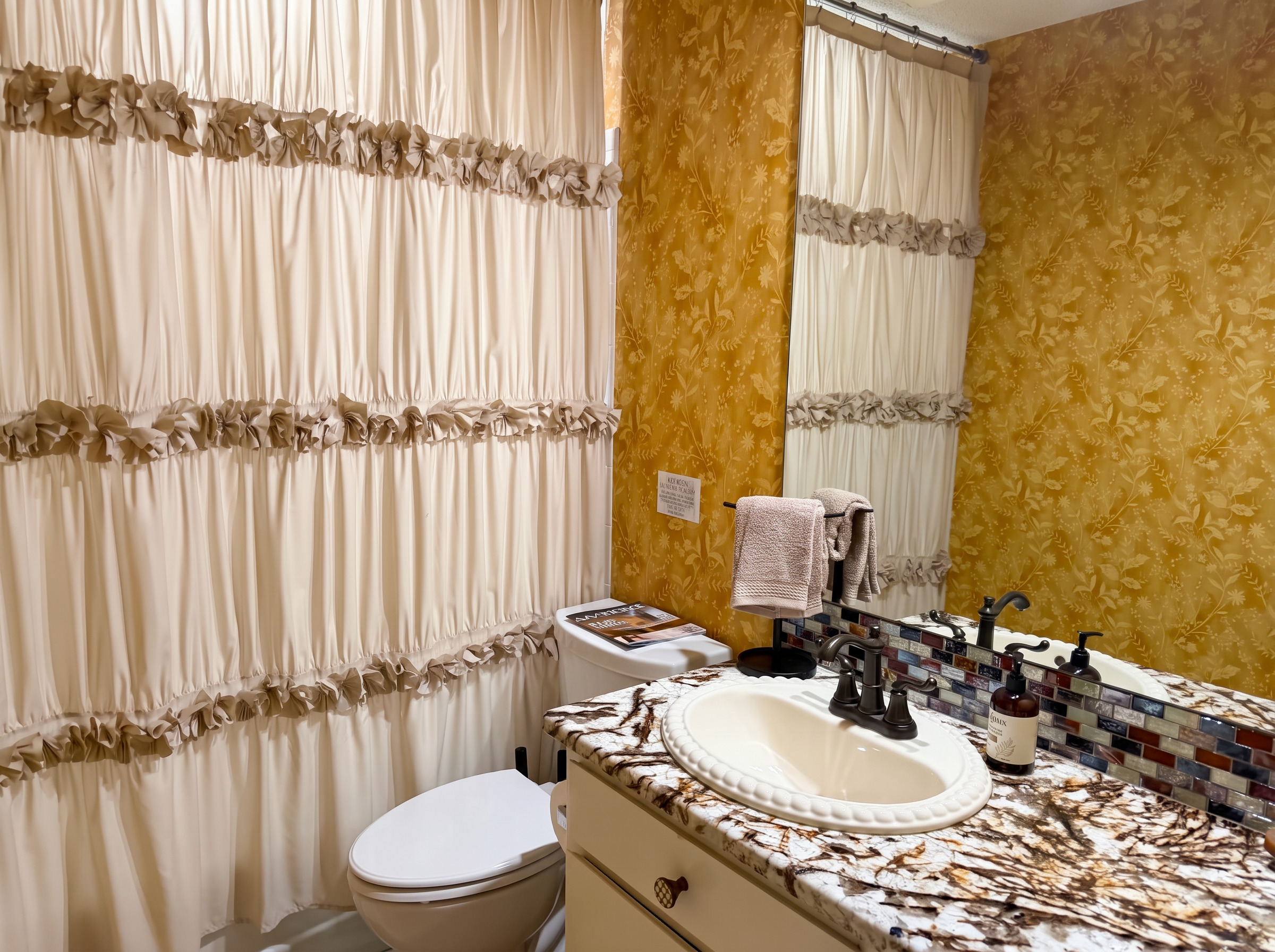 Full bathroom with tub and shower