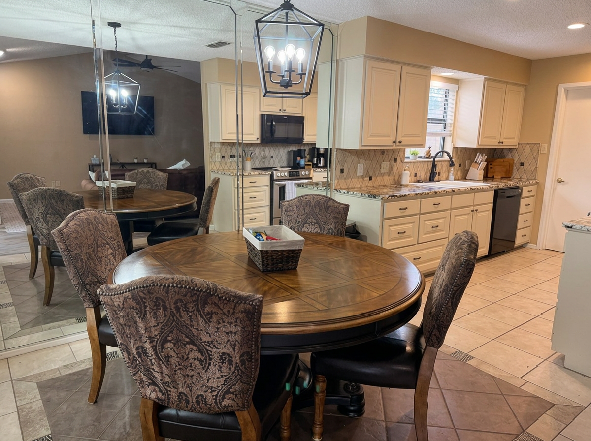 Dining area open to the kitchen