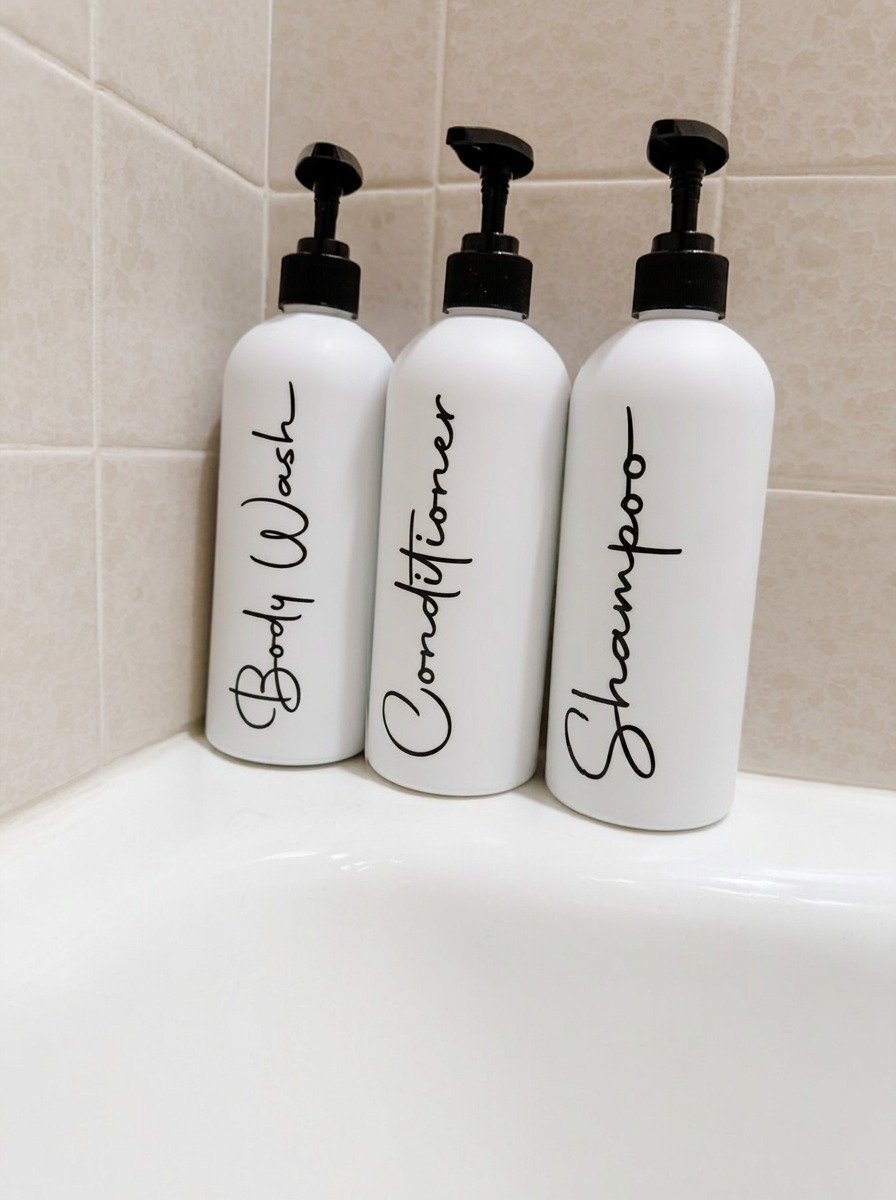 Shampoo, conditioner and body wash provided in the bath